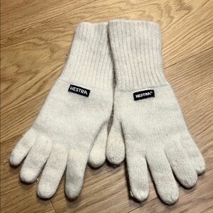 Hestra Pancho Liner 5- Finger Off White Wool Gloves size 6